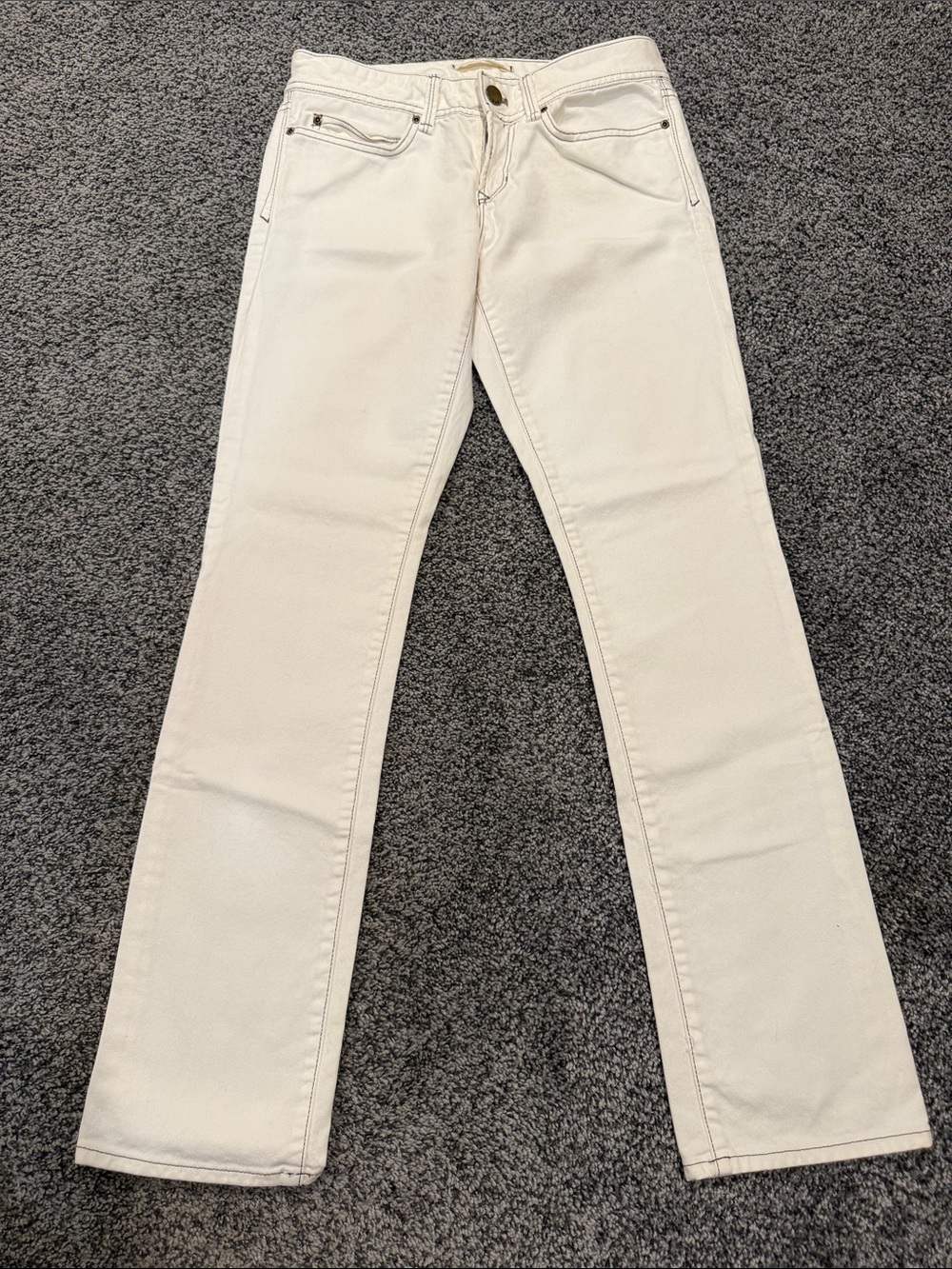 GAP “low rise straight leg” Women's White Jeans with chocolate trim